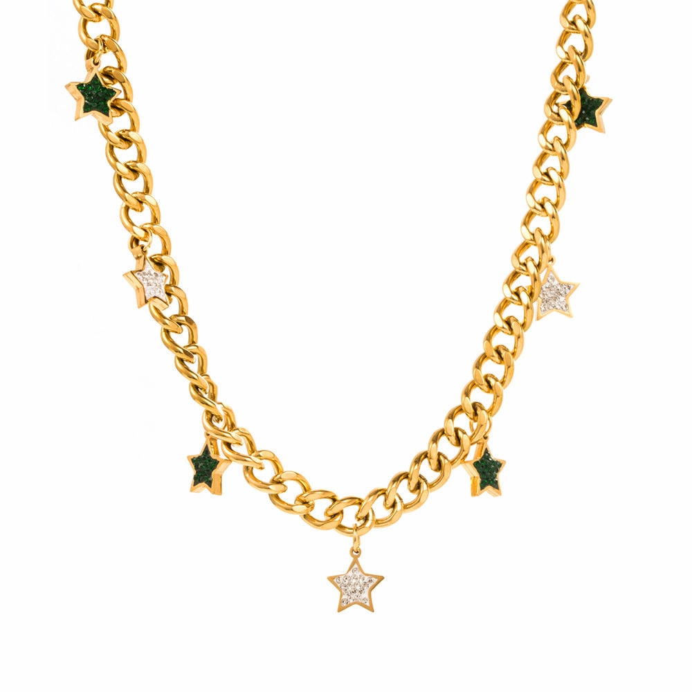 Wholesale Premium Stainless Steel Devil's Eye with Water Drop Diamond Clavicle Chain Trend Titanium Steel Necklace