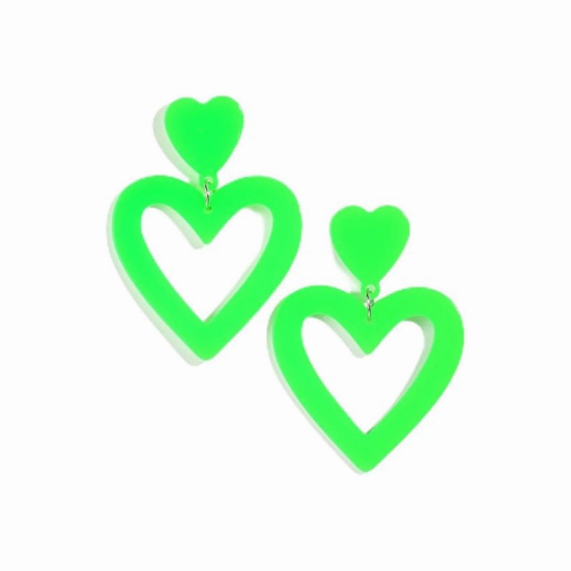 Wholesale prom party acrylic earrings water drop hollow love Valentine's day geometric love earrings