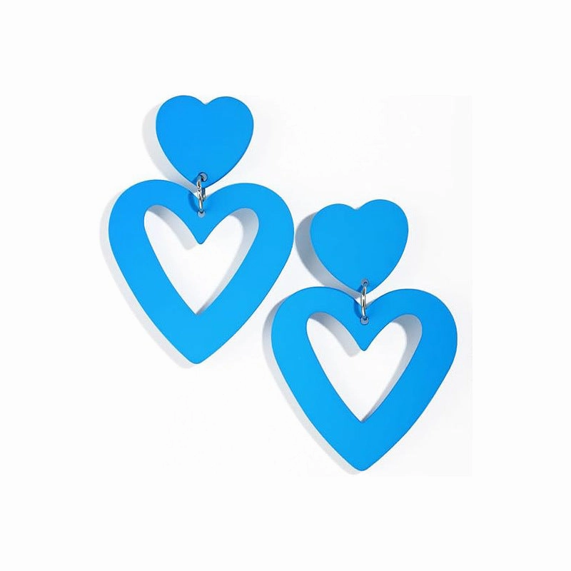 Wholesale prom party acrylic earrings water drop hollow love Valentine's day geometric love earrings