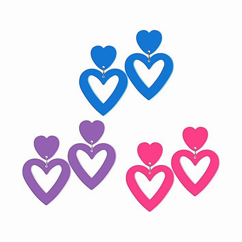 Wholesale prom party acrylic earrings water drop hollow love Valentine's day geometric love earrings