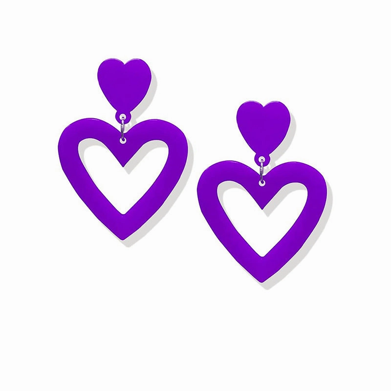 Wholesale prom party acrylic earrings water drop hollow love Valentine's day geometric love earrings