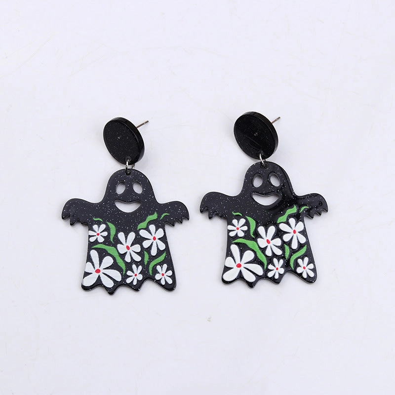 Wholesale Pumpkin Skeleton Flowers Acrylic Earrings