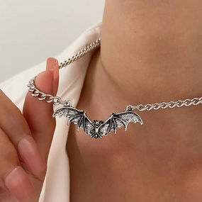 Wholesale Punk black bat Halloween exaggerated hip-hop clavicle chain