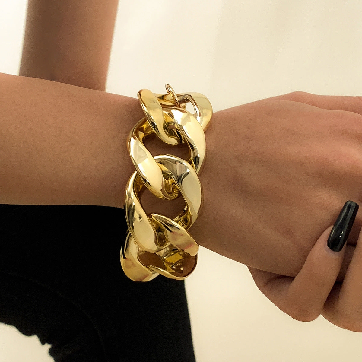 Wholesale Punk Exaggerated Metal Geometric Hollow Thick Chain Single Layer Bracelet