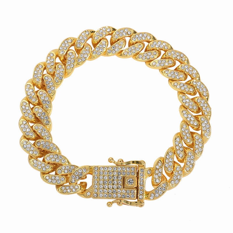 Wholesale Punk Fashion Men's Hip-Hop Style Full Diamond Men's Alloy Cuban Necklace