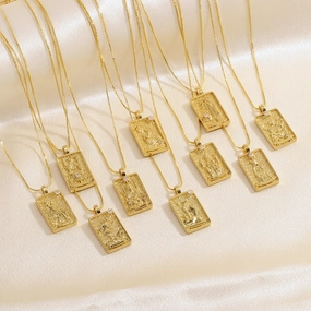 Wholesale Punk Hip Hop Diamond Square Necklace