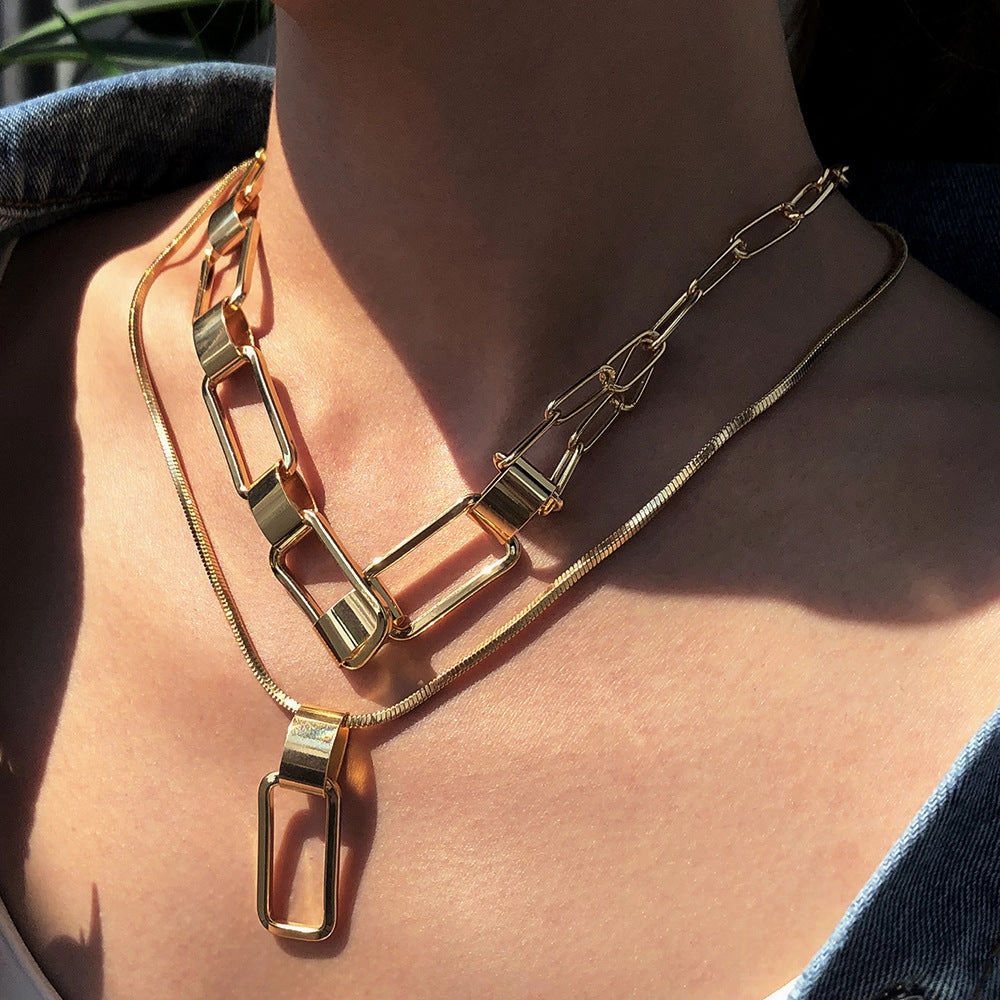 Wholesale Punk Hip-Hop Fashion Exaggerated Multi-layered Chain Necklace