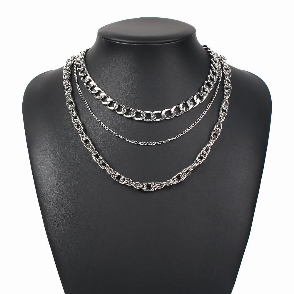 Wholesale Punk Hip-Hop Fashion Exaggerated Multi-layered Chain Necklace