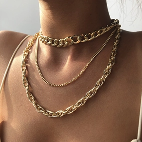 Wholesale Punk Hip-Hop Fashion Exaggerated Multi-layered Chain Necklace