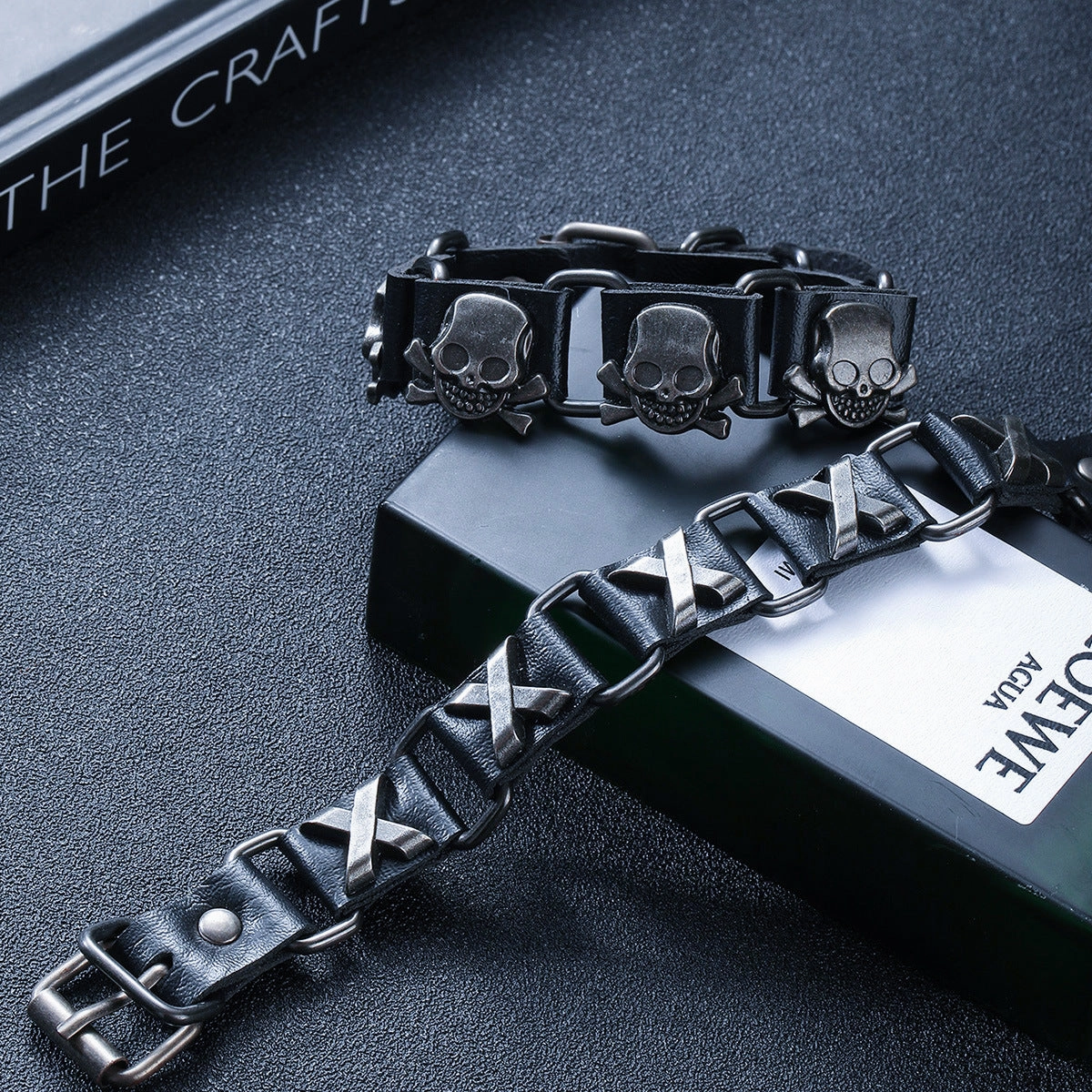 Wholesale Punk Leather Alloy Skeleton Men's Bracelets