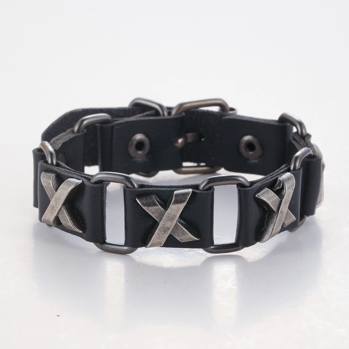 Wholesale Punk Leather Alloy Skeleton Men's Bracelets