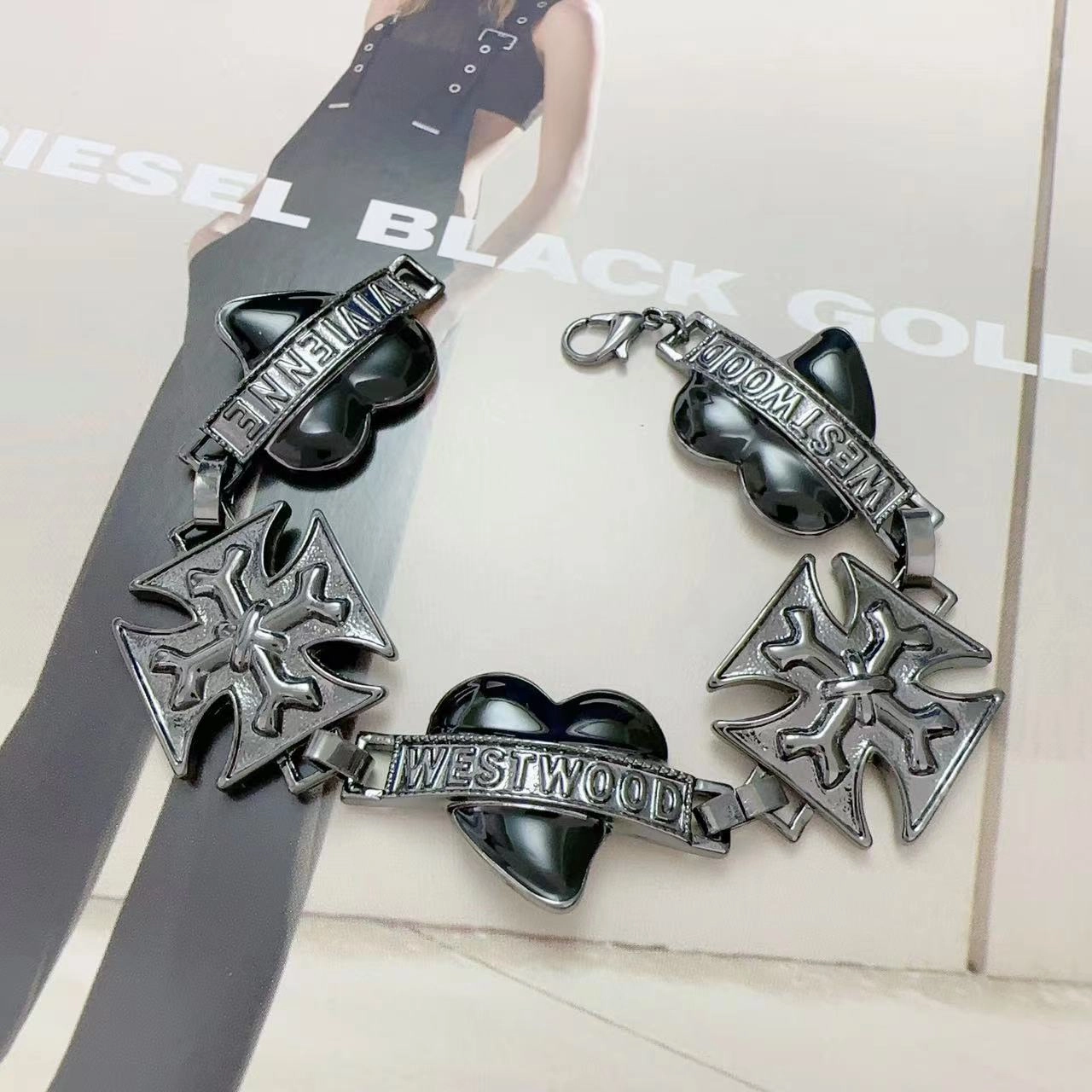 Wholesale Punk Love Cross Bracelet