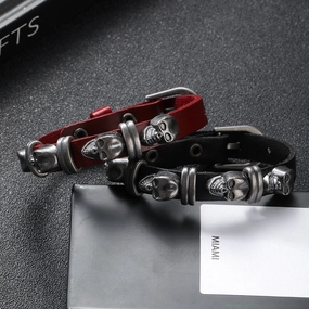 Wholesale Punk Skull Cowhide Bracelets