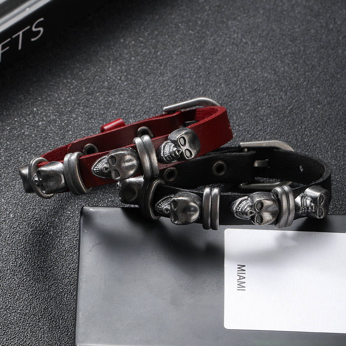 Wholesale Punk Skull Cowhide Bracelets