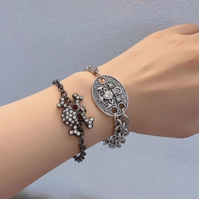 Wholesale Punk Style Distressed Diamond Skull Anchor Bracelet