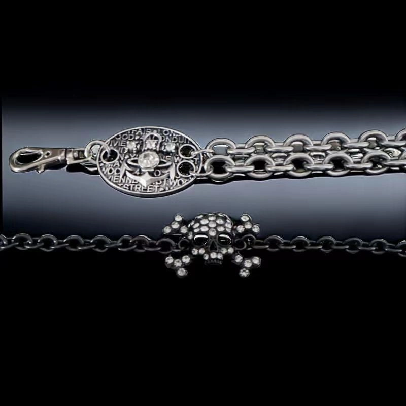 Wholesale Punk Style Distressed Diamond Skull Anchor Bracelet