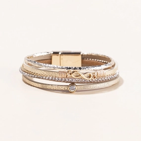 Wholesale Punk Style Multi-layer Diamond Leather Bracelet