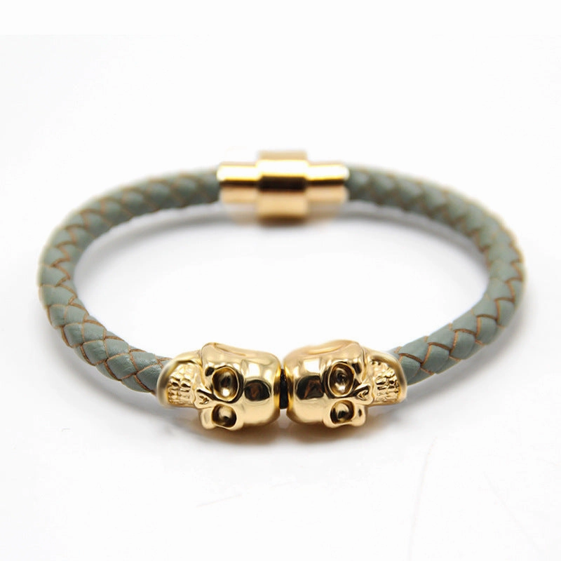 Wholesale Punk Style Skull Leather Men's Bracelet