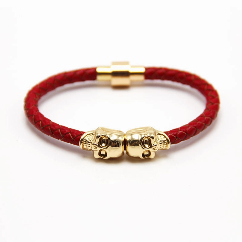 Wholesale Punk Style Skull Leather Men's Bracelet