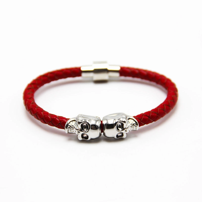Wholesale Punk Style Skull Leather Men's Bracelet