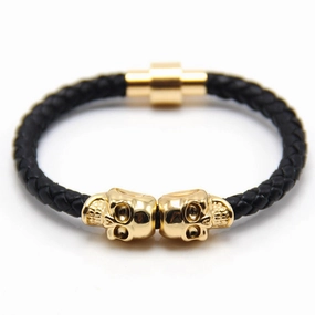 Wholesale Punk Style Skull Leather Men's Bracelet