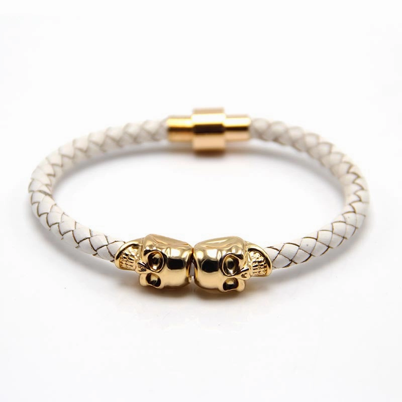 Wholesale Punk Style Skull Leather Men's Bracelet