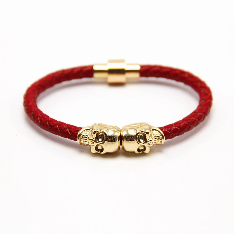 Wholesale Punk Style Skull Leather Men's Bracelet