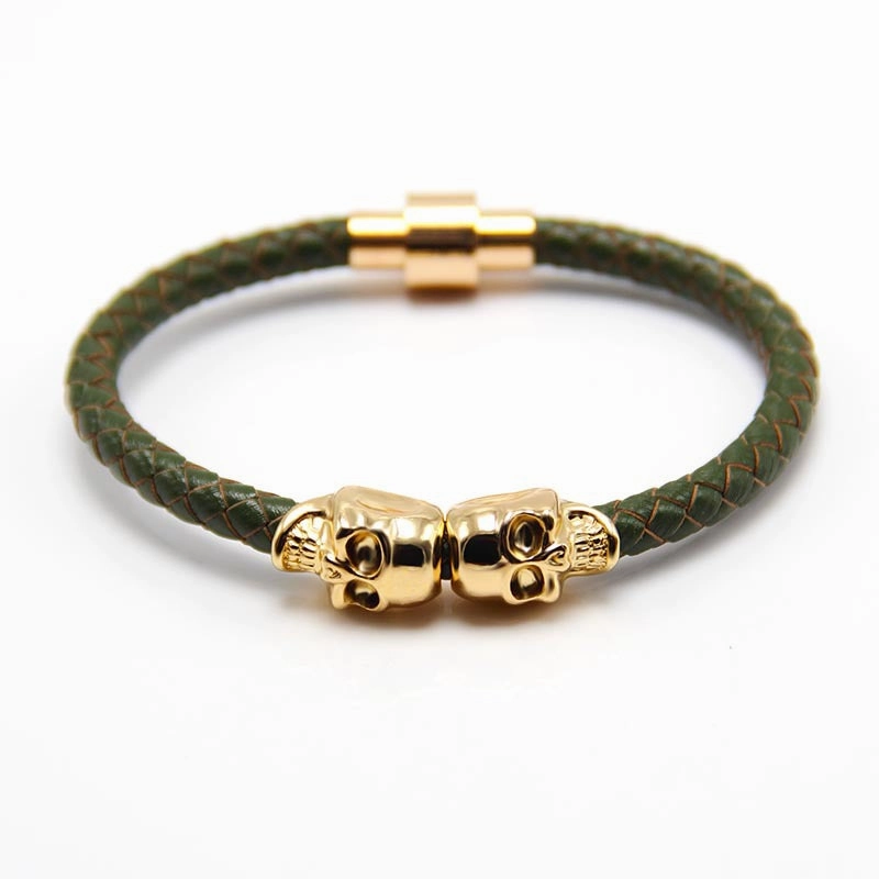 Wholesale Punk Style Skull Leather Men's Bracelet