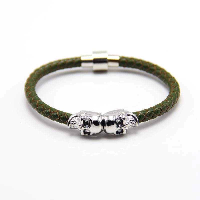 Wholesale Punk Style Skull Leather Men's Bracelet