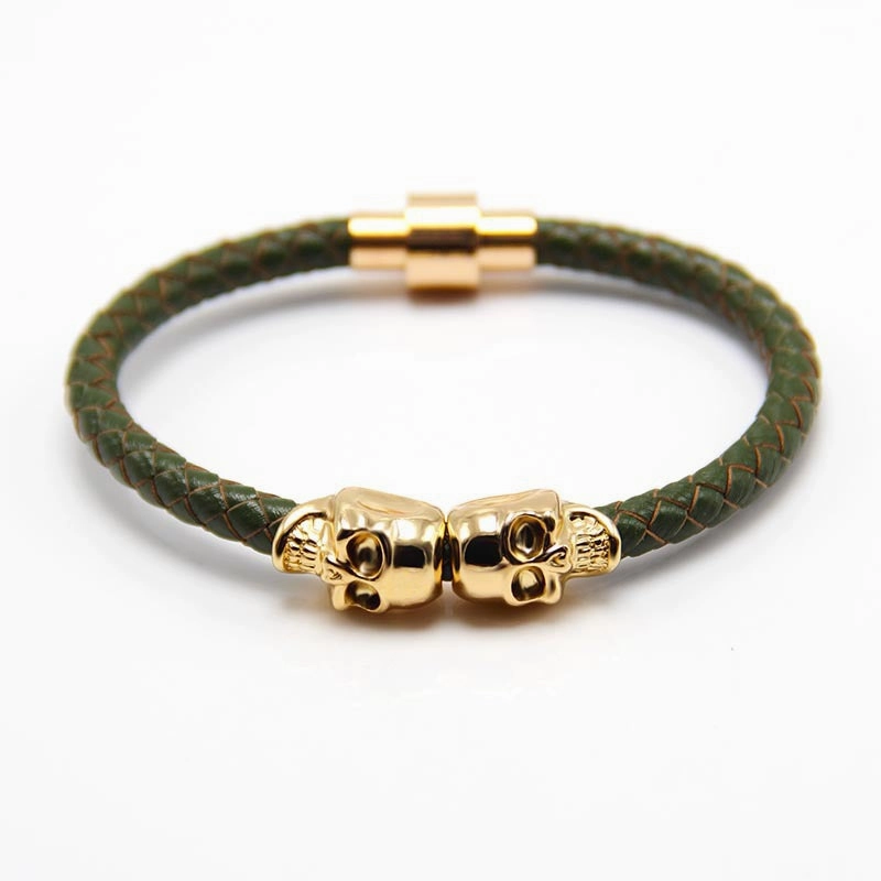 Wholesale Punk Style Skull Leather Men's Bracelet