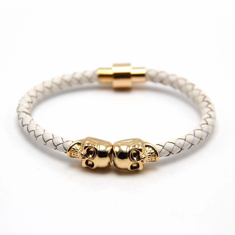 Wholesale Punk Style Skull Leather Men's Bracelet