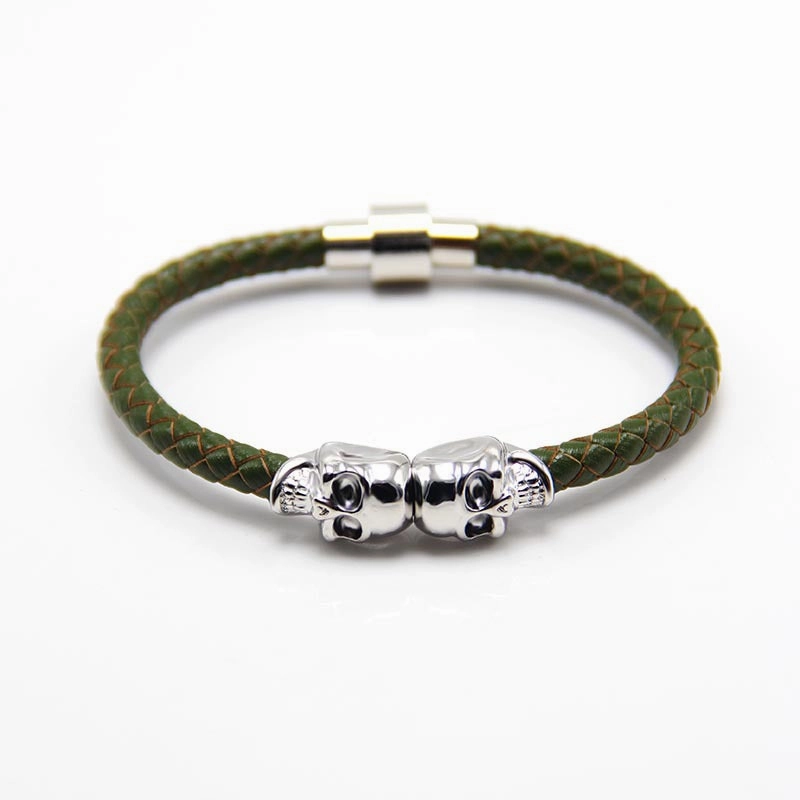 Wholesale Punk Style Skull Leather Men's Bracelet