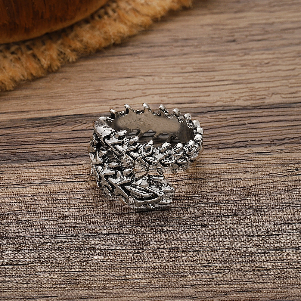Wholesale Punk style spine skull ring retro open adjustable