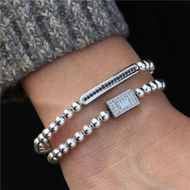 Wholesale Punk Zirconia Crown Adjustable Men's Bracelet