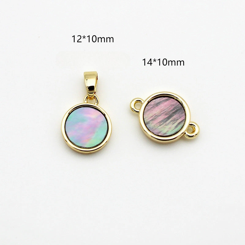 Wholesale Pure Brass Plated 18K Gold Black Shell Geometric Pendant Pendant Necklace Bracelet Single Hanging Double Hanging DIY Jewelry Accessories