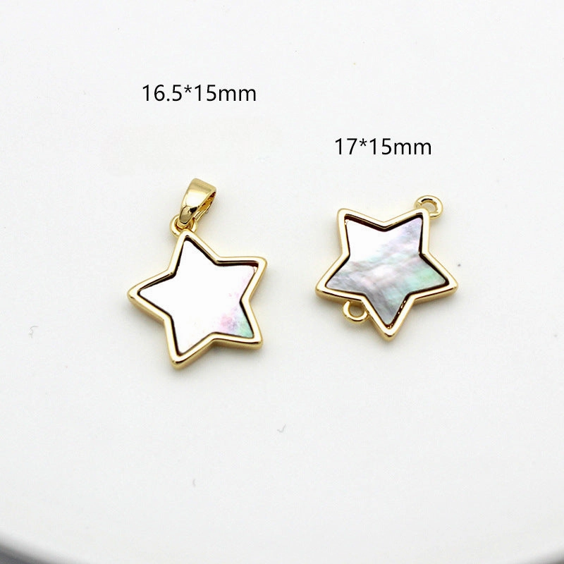 Wholesale Pure Brass Plated 18K Gold Black Shell Geometric Pendant Pendant Necklace Bracelet Single Hanging Double Hanging DIY Jewelry Accessories