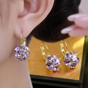 Wholesale Purple crystal earrings exquisite light luxury fashion earrings
