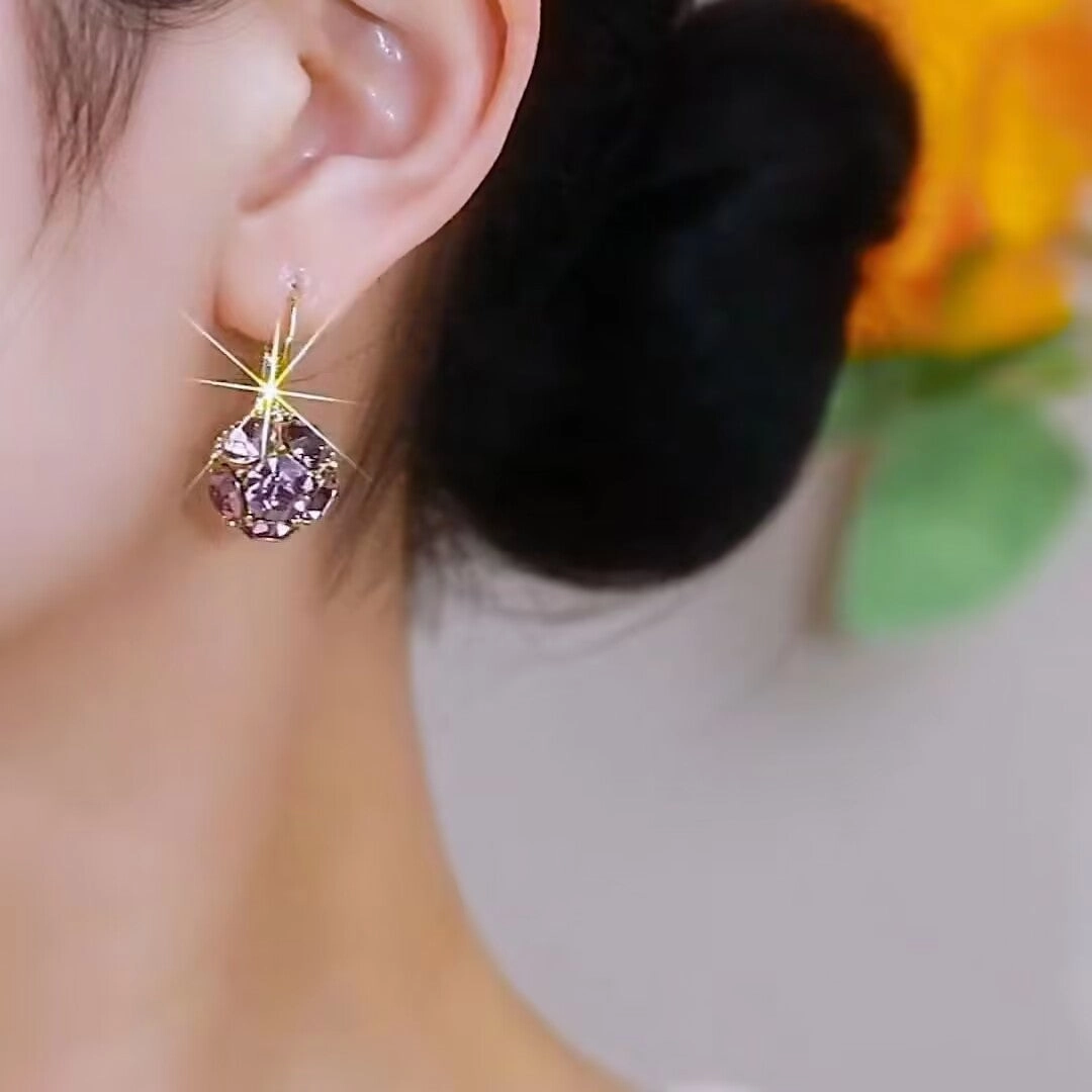 Wholesale Purple crystal earrings exquisite light luxury fashion earrings