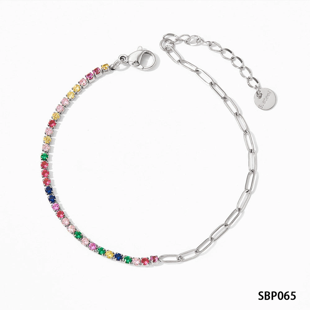 Wholesale PVD stainless steel zircon vacuum gold-plated exquisite bracelet