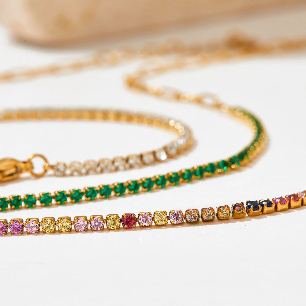 Wholesale PVD stainless steel zircon vacuum gold-plated exquisite bracelet