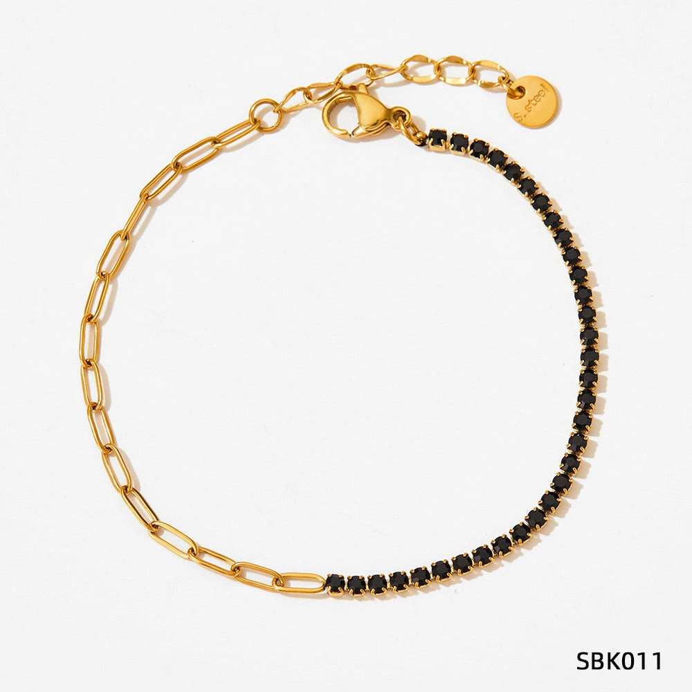 Wholesale PVD stainless steel zircon vacuum gold-plated exquisite bracelet