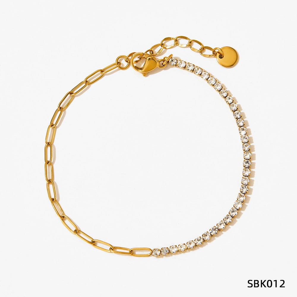 Wholesale PVD stainless steel zircon vacuum gold-plated exquisite bracelet