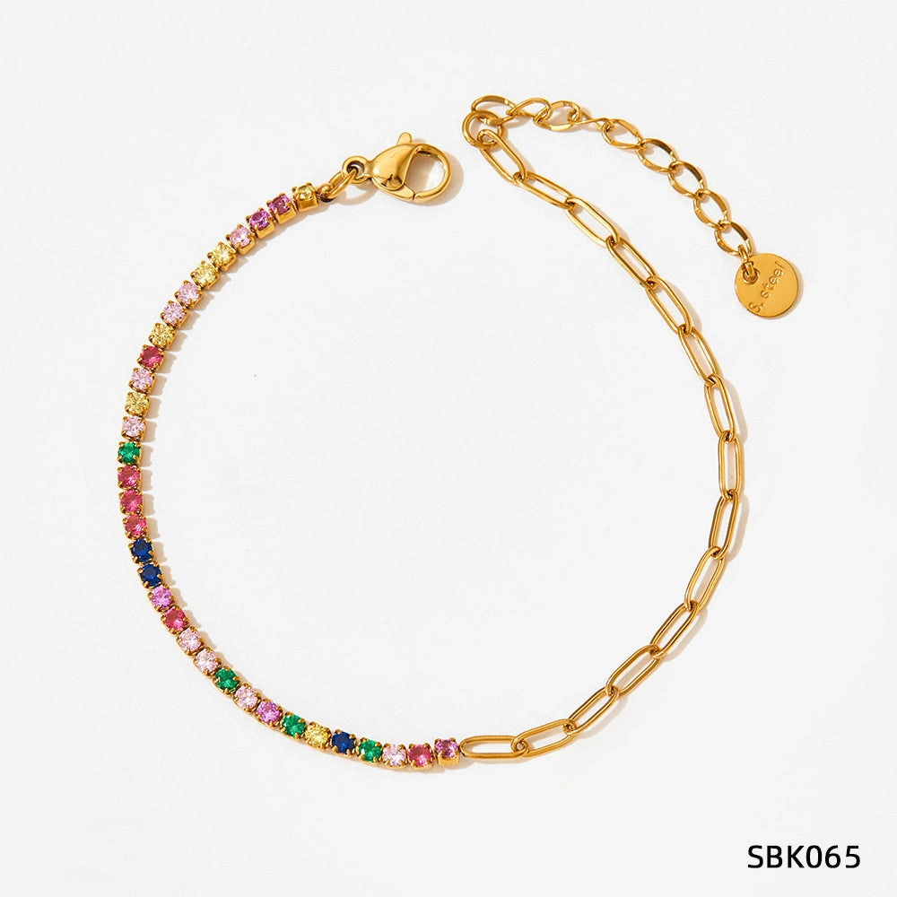 Wholesale PVD stainless steel zircon vacuum gold-plated exquisite bracelet
