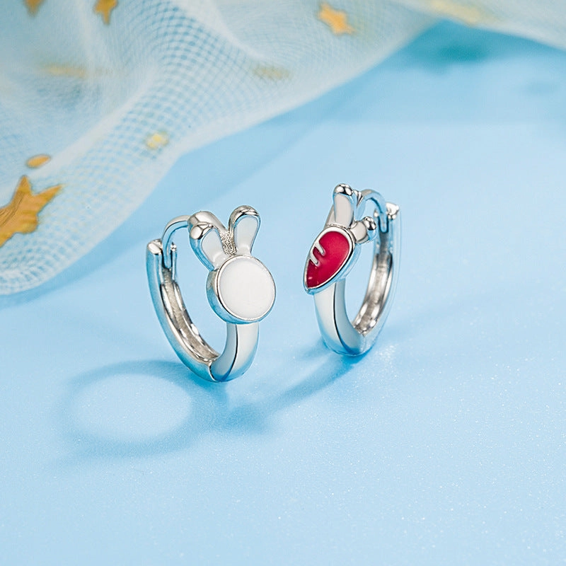 Wholesale Rabbit radish ear buckle women's elegant small simple cute asymmetric niche exquisite earrings