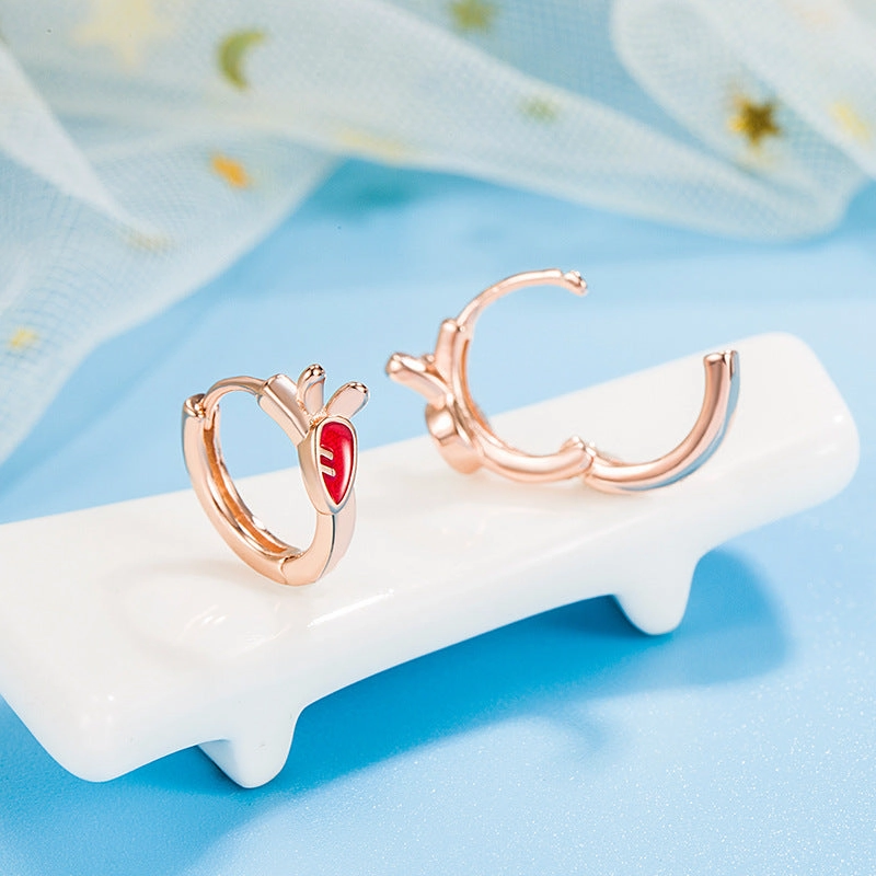 Wholesale Rabbit radish ear buckle women's elegant small simple cute asymmetric niche exquisite earrings
