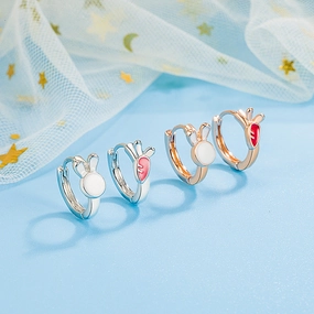 Wholesale Rabbit radish ear buckle women's elegant small simple cute asymmetric niche exquisite earrings