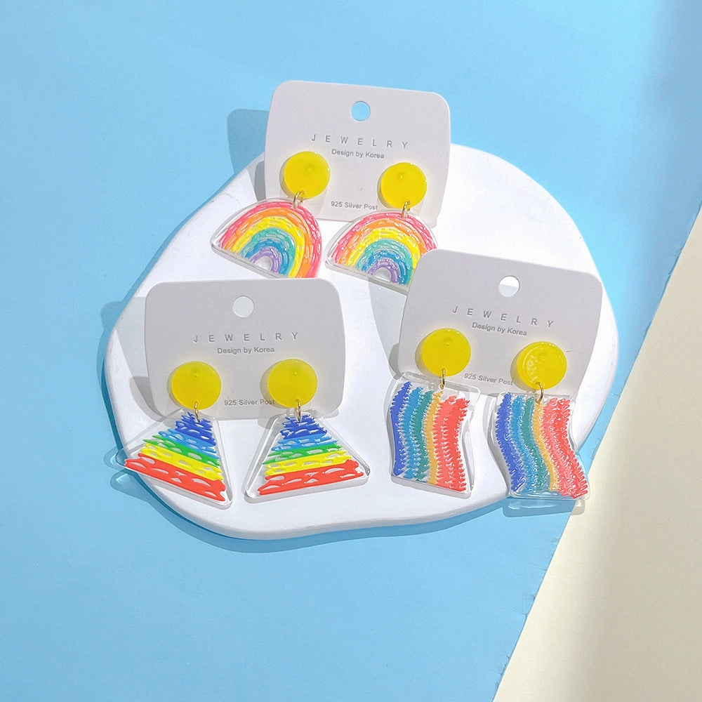 Wholesale Rainbow Acrylic Irregular Colorful Earrings