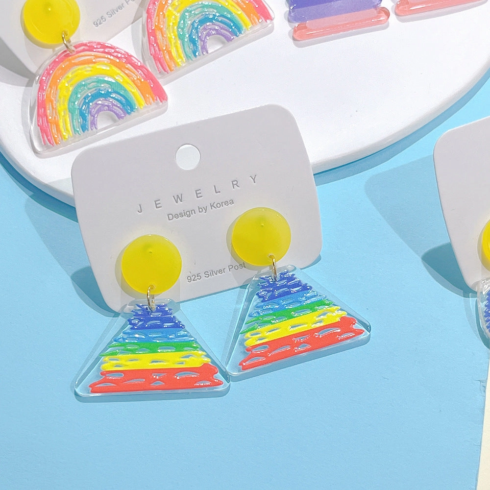 Wholesale Rainbow Acrylic Irregular Colorful Earrings