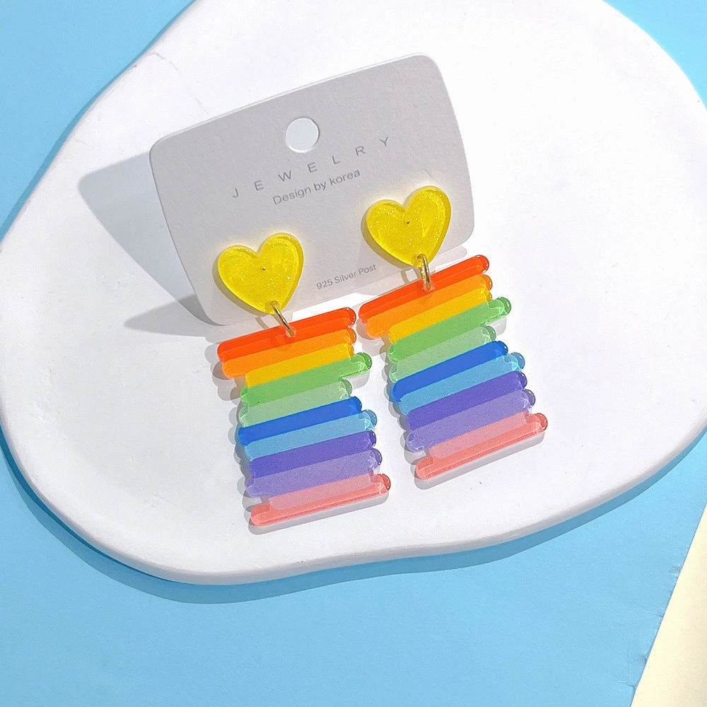 Wholesale Rainbow Acrylic Irregular Colorful Earrings