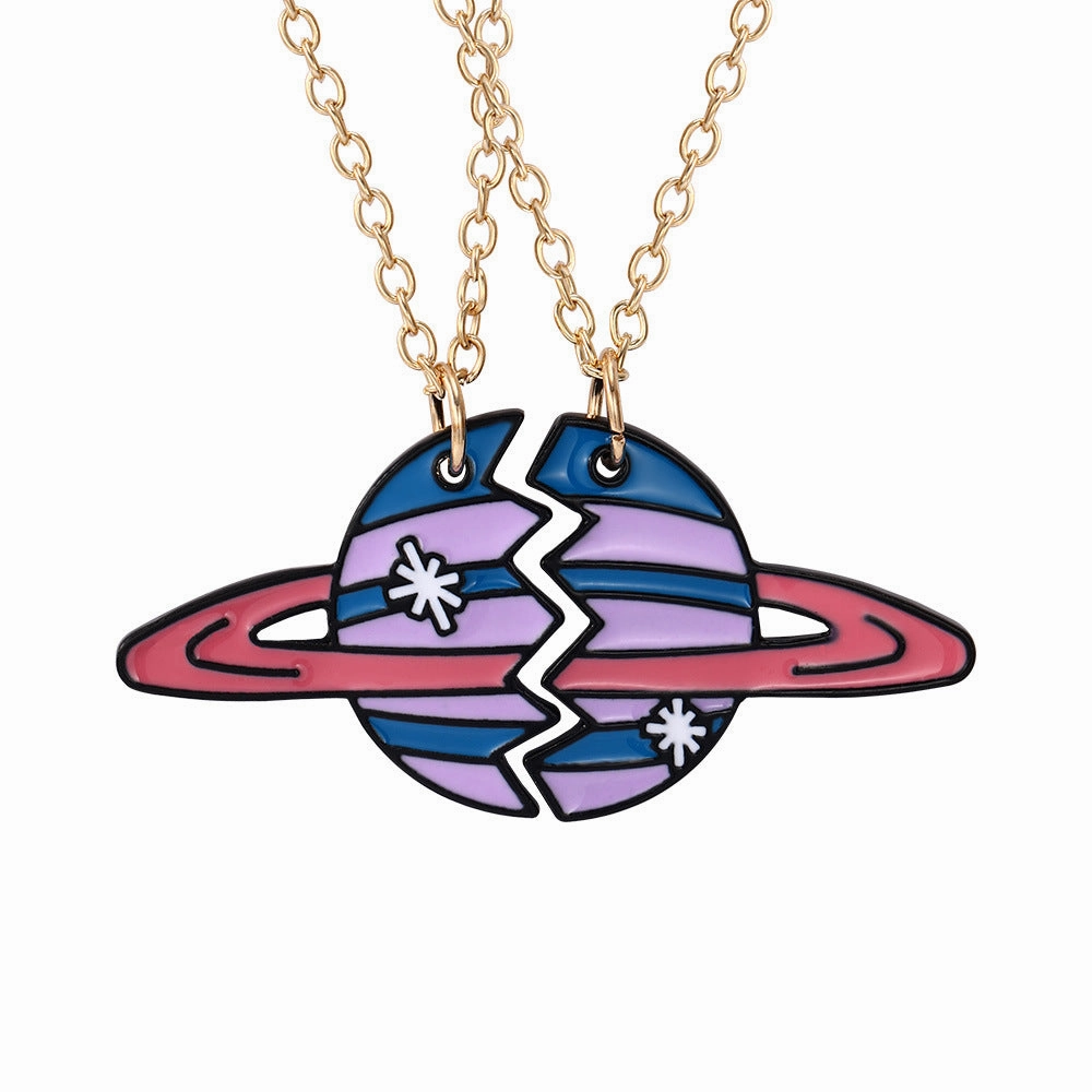 Wholesale Rainbow Burger Fries Fashion Love Splicing Necklaces